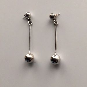 Sterling Silver Drop Ball Earrings